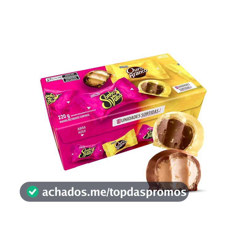 Caixa de Bombons Sortidos Sonho de Valsa e Ouro Branco, 220g