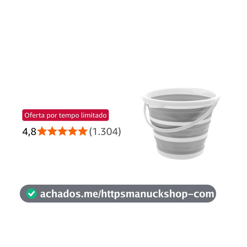 Powermaid Balde Retrátil de Silicone Multiuso - com Alça Dobrável - 10 Litros