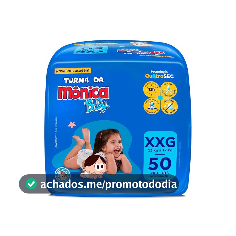 Fralda Turma da Monica Baby Giga XXG 50 Unidades