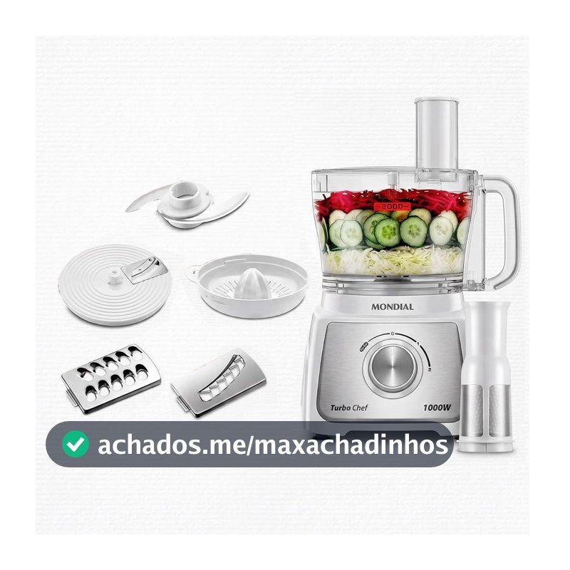 MONDIAL, Multiprocessador Turbo Chef 7 em 1, Branco 1000W, 110V - MPN-01-WE