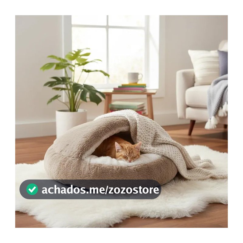 CAMINHA PET NUVEM COBERTA FECHADA CAMA PLUSH DONUT IGLU M 50CM (CARAMELO)