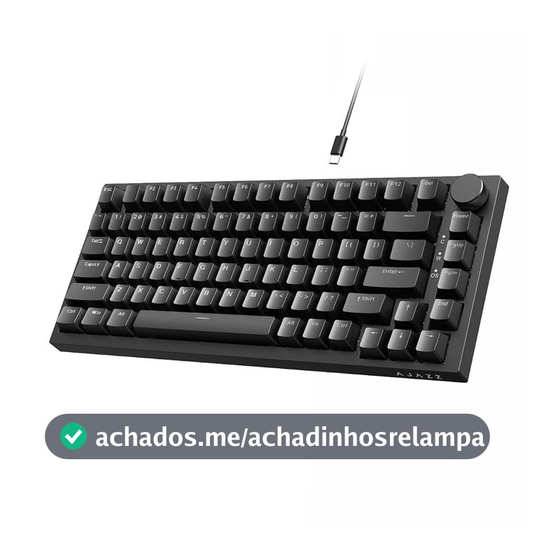 ATTACK SHARK Teclado mecânico Ajazz AK820 com controle de botão CNC, teclado de montagem de junta 75% e teclado USB removível para jogos com fio para Win/Mac, luz branca, NKRO