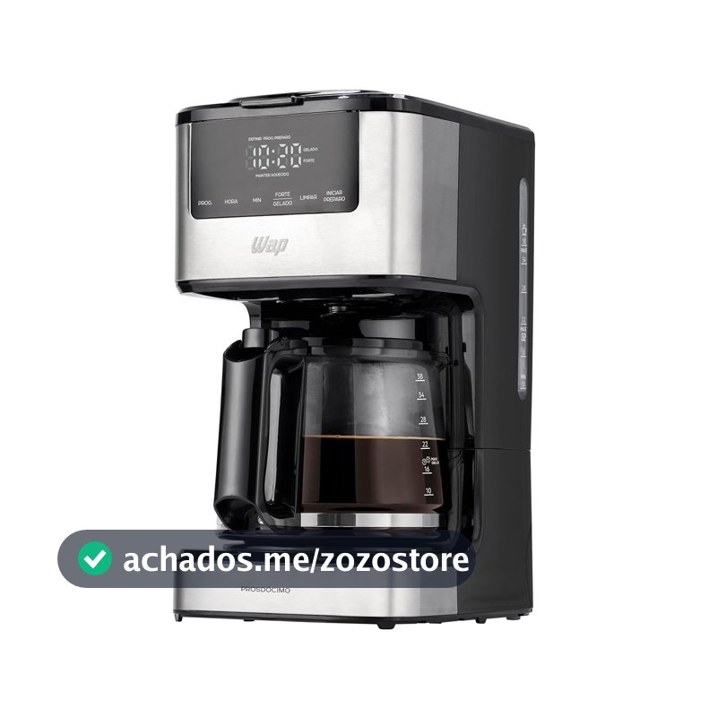 WAP Cafeteira Elétrica Digital AROMA WCD1500, 1,5 Litros com Timer Programável e Suporte para Café Gelado 900W 127V
