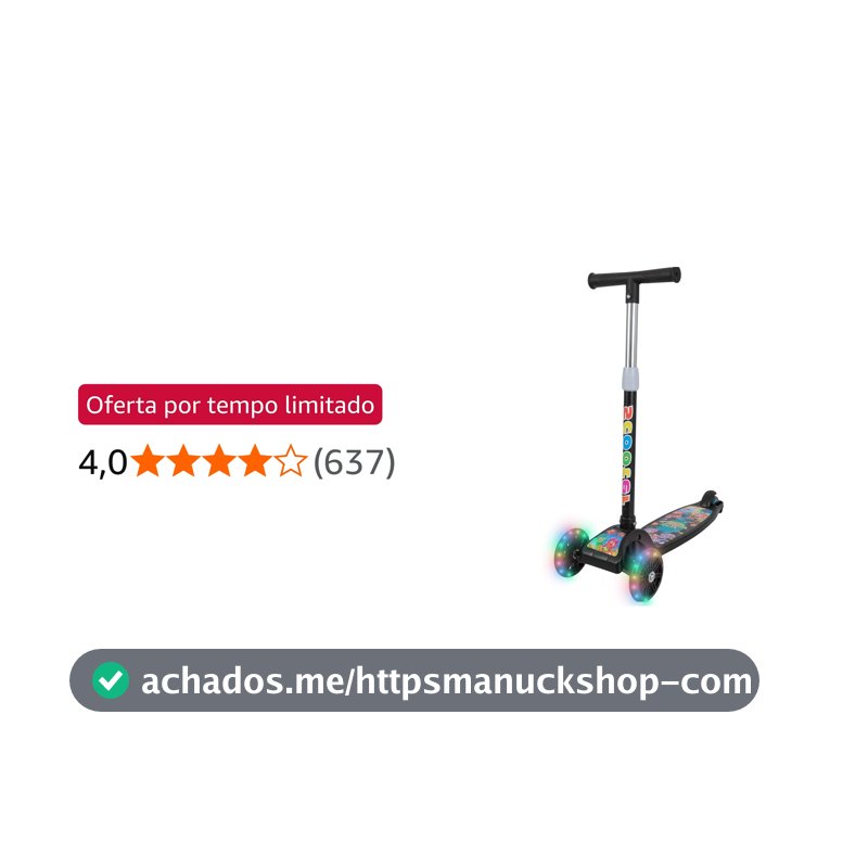 Scooter Infantil Patinete 3 Rodas Até 30Kg Criança com Led