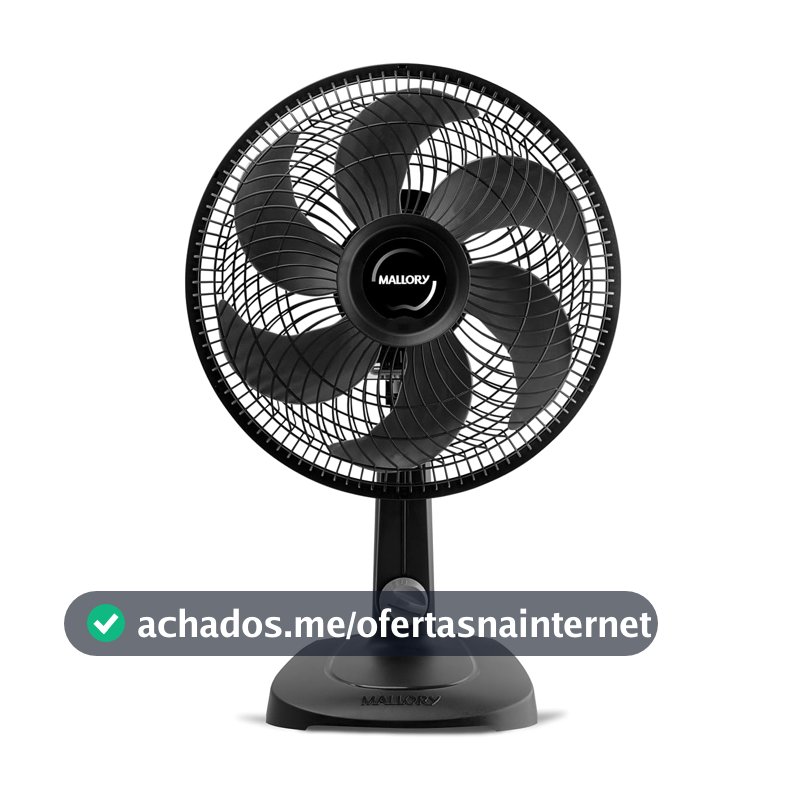 Ventilador de Mesa Mallory Turbo Compact 30 cm, Silencioso, Hélice de 6 pás, Grade Especial em Sistema TS, Máxima Vazão e Mínimo Ruído -127V