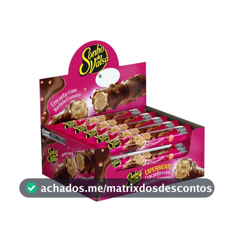 Stick Wafer Recheado Sonho de Valsa Sabor Chocolate - Display com 15 unidades de 25g