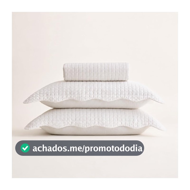 LYOR - Colcha Matelassê King Quadrat com 2 Porta Travesseiros Microfibra Branco