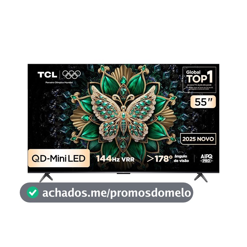 Smart TV TCL 55 Polegadas QD-Mini LED 4K C6K WiFi Bluetooth Google TV 4 HDMI 144Hz HDR10+ 55C6K