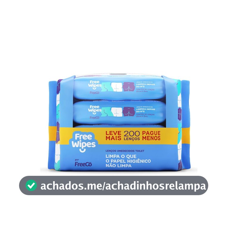Free Wipes Lenço Umedecido Toilet Pack com 4 unidades