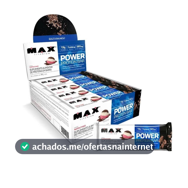 Max Titanium Power Protein Bar Caixa Com 12 Unidades (492G) - Napolitano