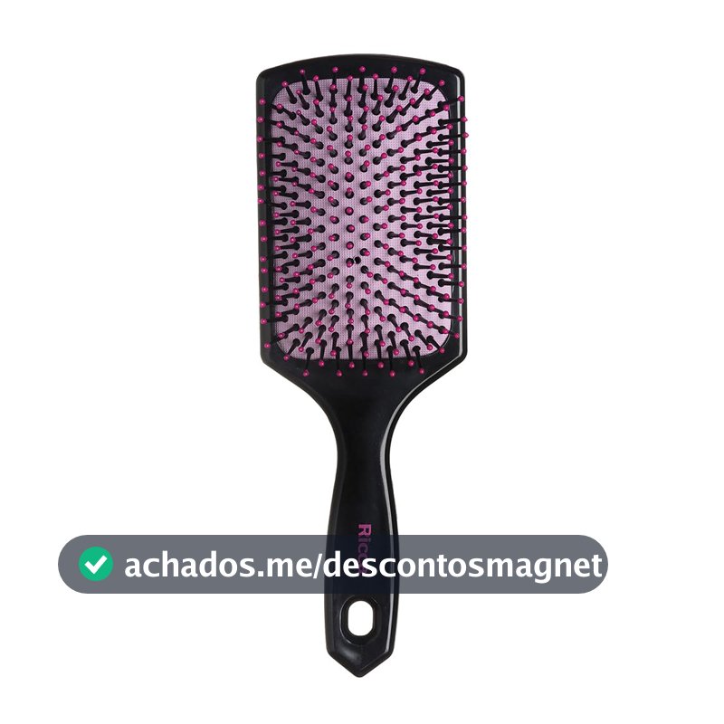 Ricca, Escova Black Pink, Raquete, Desembaraça e escova, Para todos os tipos de cabelos