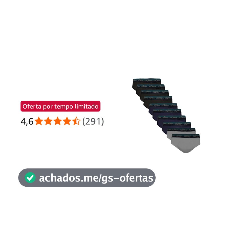 Kit 10 Cuecas Zorba Slip Max Algodão 764 Mho/Pto/Graf