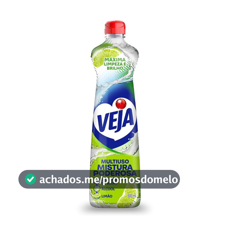 Limpador Multiuso Power Fusion Limão, Veja, 500Ml