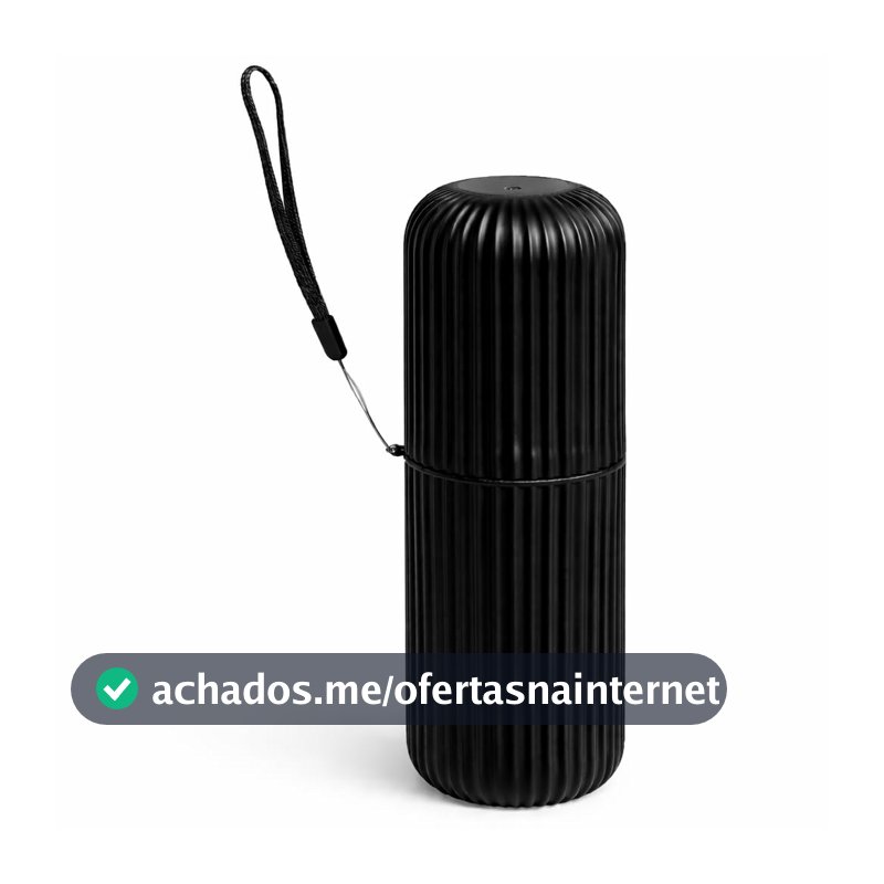 Estojo Porta Escova e Pasta Dental 2 em 1, Design Canelado, Higiênico, Antivazamento para Viagem, Escola, Academia e Trabalho (PRETA)