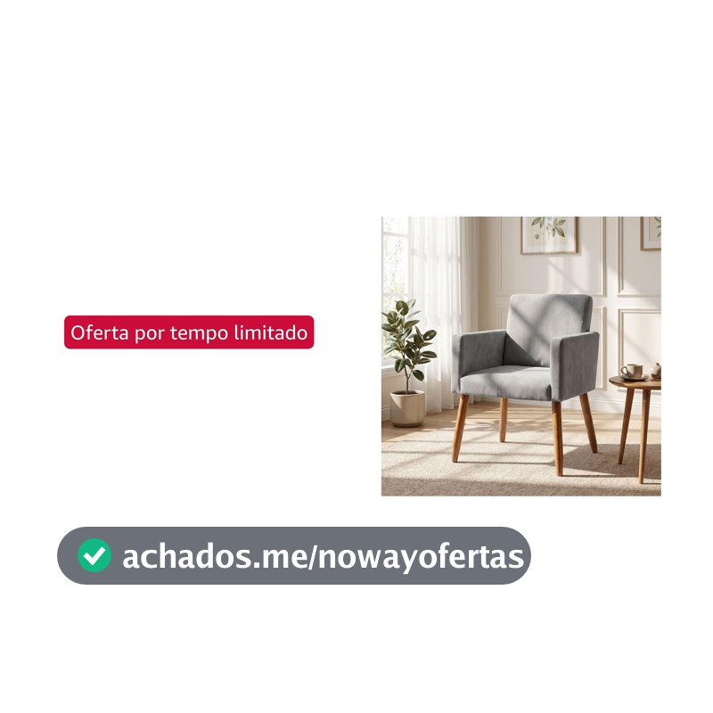 Poltrona Estofada Decor para Sala de Espera Tecido Suede Macia Pés de Madeira Moblan decor (Cinza)
