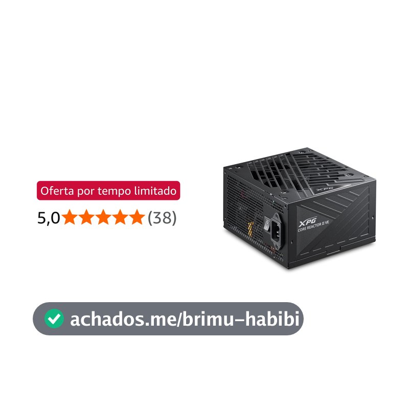 Fonte XPG Core Reactor II VE 850W Fonte de Alimentação ATX – Certificação Gold 80 PLUS e Cybenetics, totalmente modular, compatível com ATX 3.1/PCIe 5.1, conector 12V-2x6 dedicado para GPUs RTX série