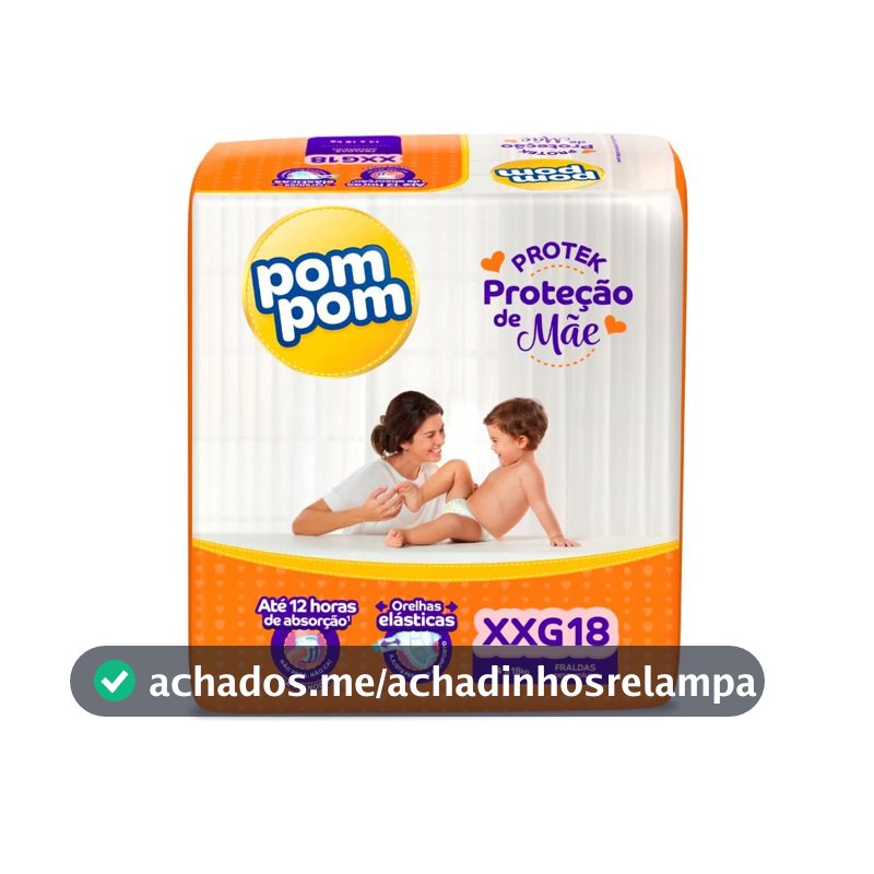 Fralda Pom Pom Protek Proteção de Mãe Jumbo XXG 18 Unidades