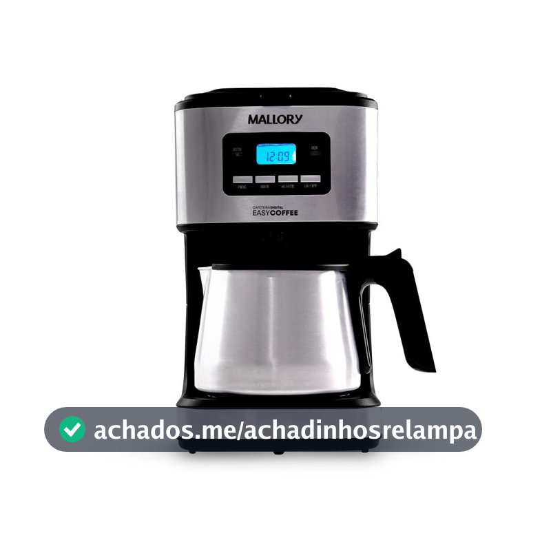 Cafeteira Elétrica Mallory Easy Coffee – Programável, Jarra Inox, 32 Xícaras, Filtro Reutilizável - 220V