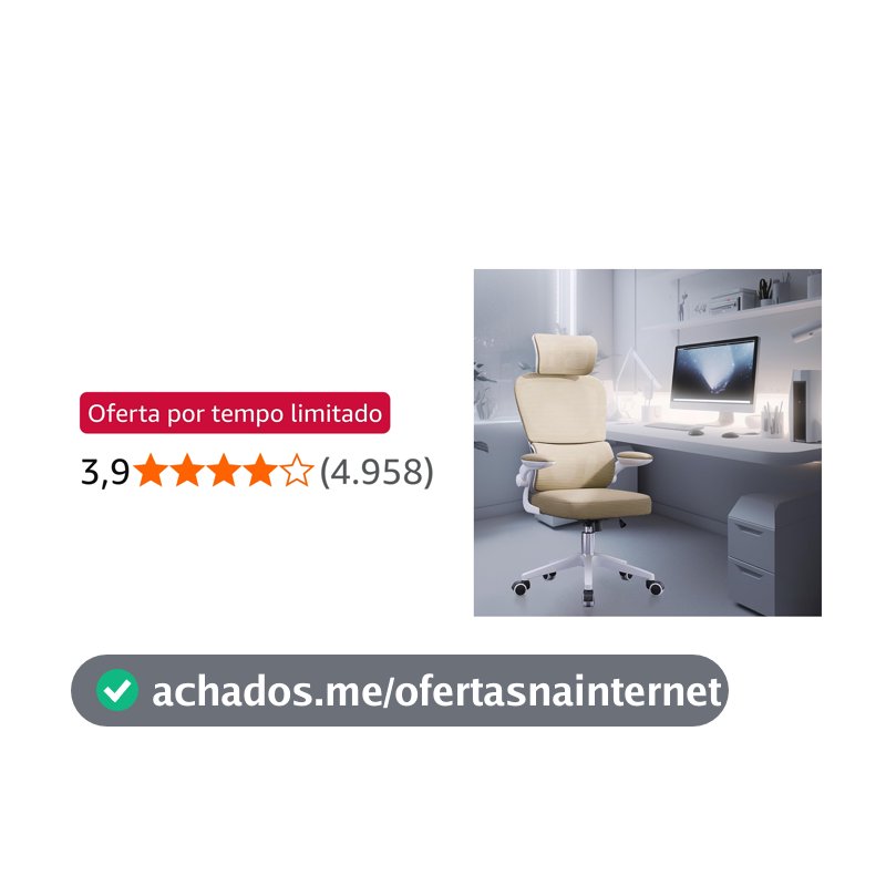 Cadeira de escritório com design ergonômico conforme NR-17, suporte lombar independente, malha respirável e encosto de cabeça ajustável,Python Fly（Amarelo）
