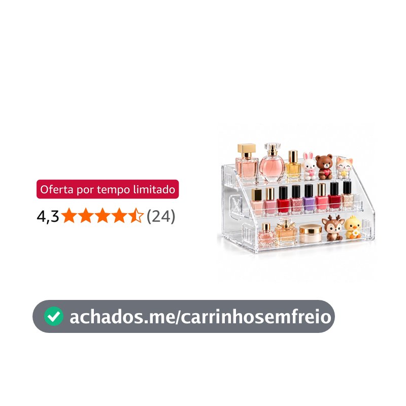 Organizador de Acrílico para Maquiagem, Perfumes, Miniaturas 28x17x11cm