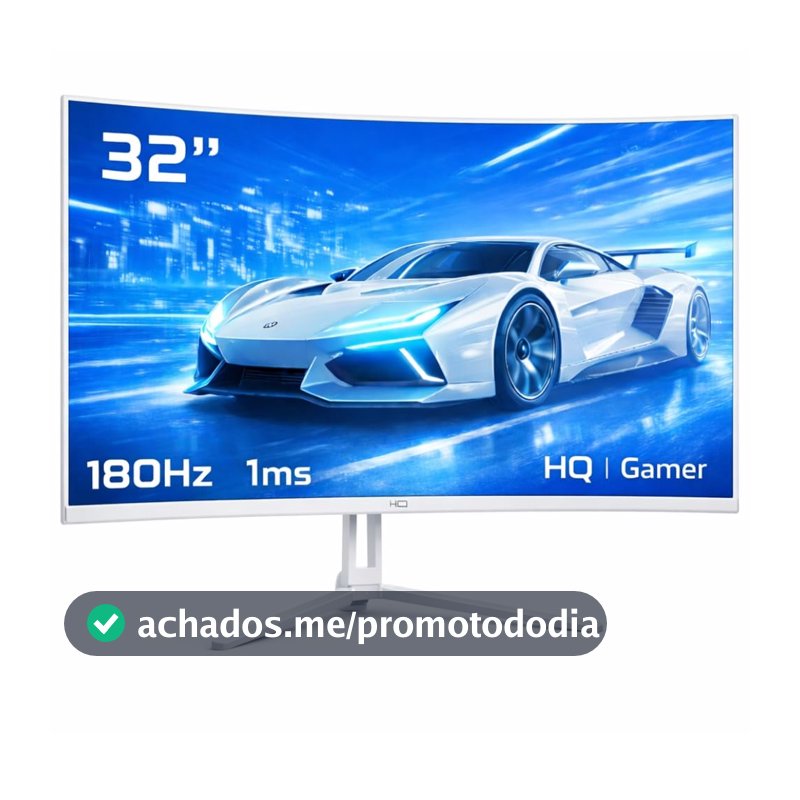 Monitor Gamer HQ 32" Ultra Branco Curvo 1ms, 180Hz, Quad HD (QHD) - 2560x1440, AMD FreeSync, HDMI, DP, HQW32C180