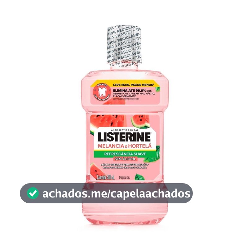 Enxaguante Bucal Listerine, Sem Álcool, Melancia e Hortelã, 500ml