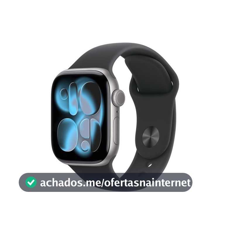 Apple Watch Series 11 GPS, Caixa em alumínio cinzento sideral de 42 mm com Bracelete desportiva preta - P/M
