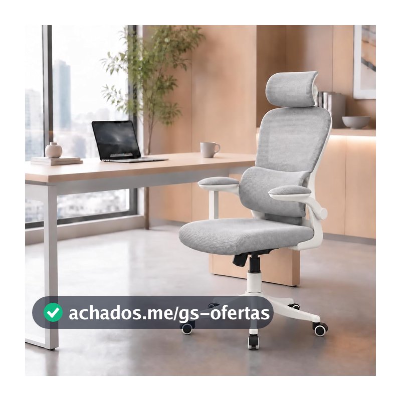 Laruno Cadeira de Escritório Almirante C600 Mesh Reclinável Cinza 150kg