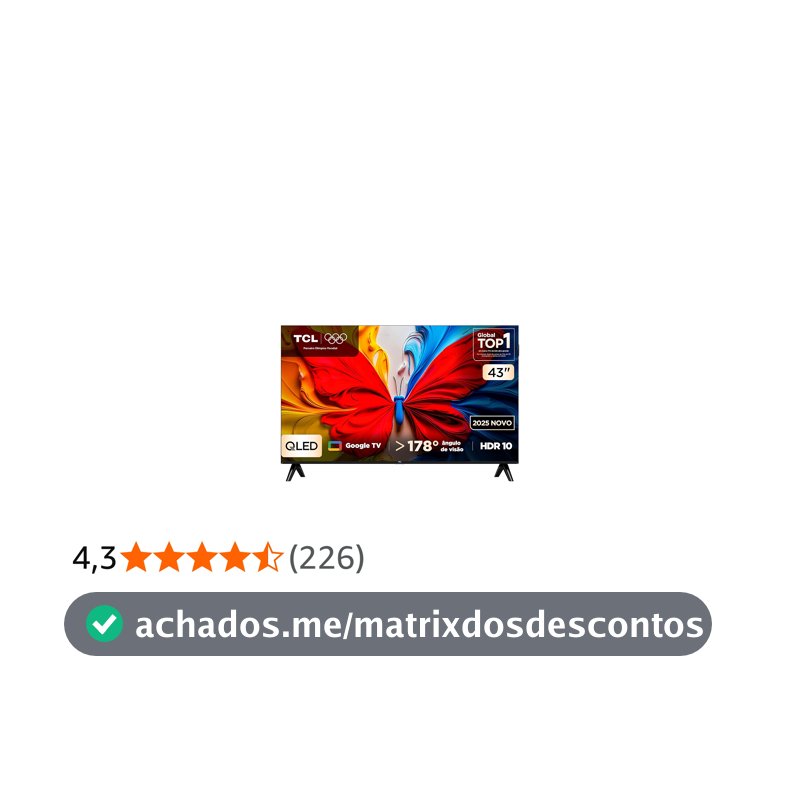 Smart TV TCL 43 Polegadas QLED Full HD S5K WiFi Bluetooth Google TV 2 HDMI HDR10 Dolby Audio 43S5K