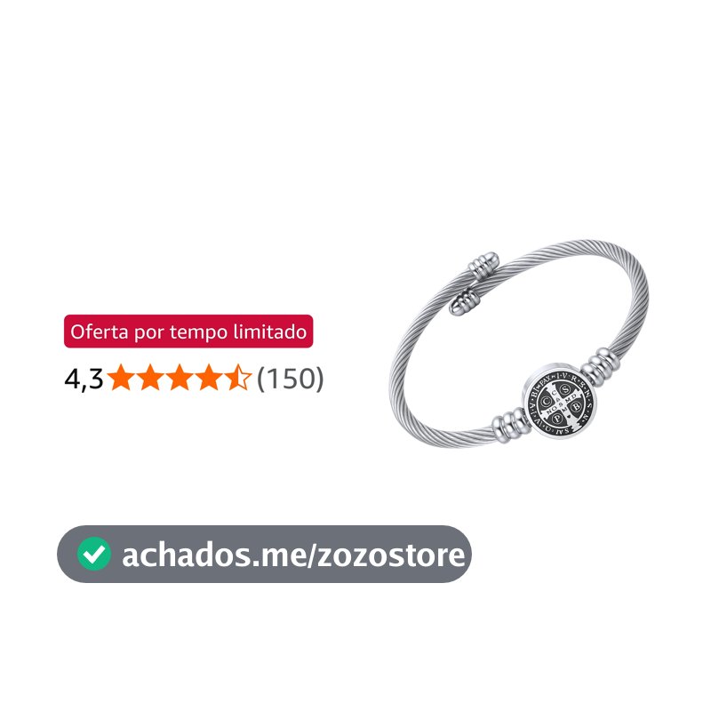 Bracelete São Bento Em Aço Inox 316 Para Presente Masculino