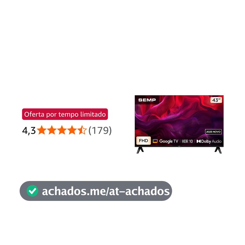 Smart TV Semp 43 Polegadas LED Full HD S42 WiFi Bluetooth Google TV 2 HDMI HDR10 Dolby Audio 43S42