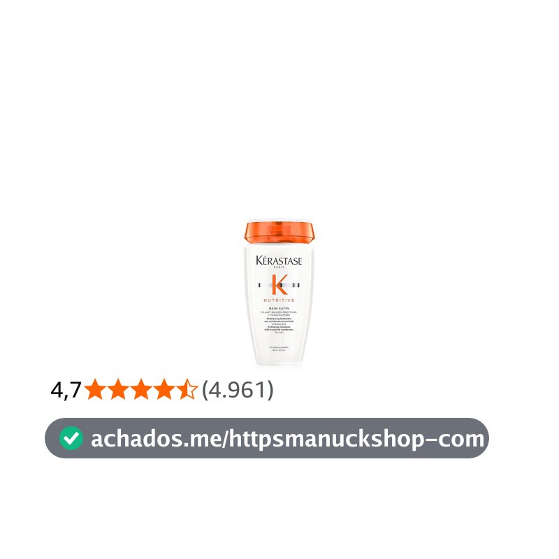 Kérastase Nutritive Bain Satin, Shampoo Hidratante para Cabelos Secos, Nutrição Intensa, Brilho, Maciez, Fortalecimento e Revitalização da Fibra Capilar, 250ml