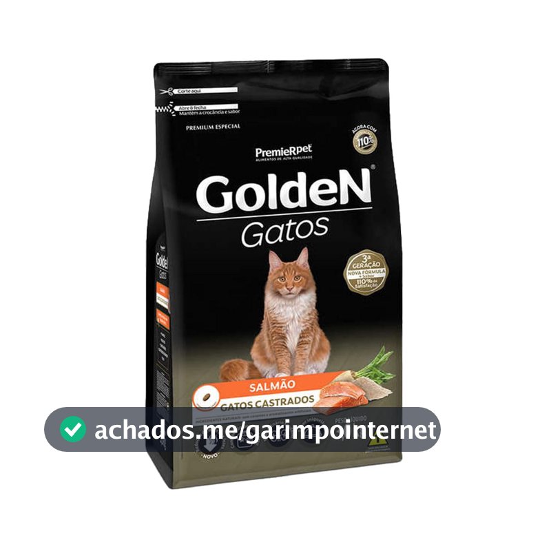 PremieR Pet Golden Ração Seca para Gatos Castrados Sabor Salmão 3kg