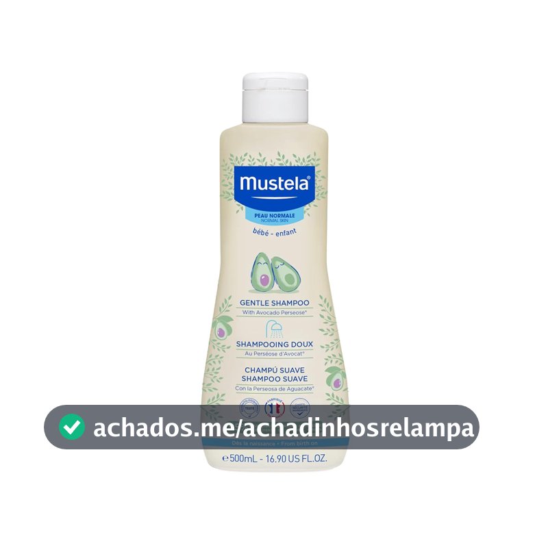 Gentle Shampoo, Suave e Não Arde os Olhos, Mustela Bebê, Azul, Médio 500 ml