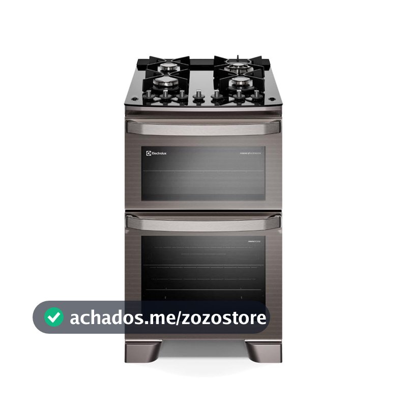 Fogão de Piso Electrolux de 04 Bocas Experience com Duplo Forno e Mesa de Vidro Cinza - FE4DG (220V, Volts)