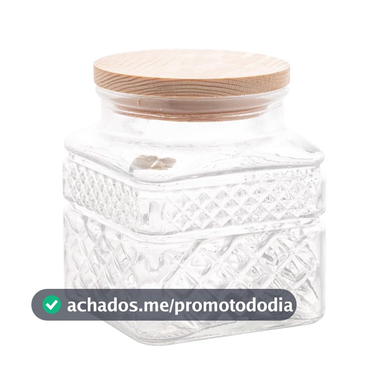 WOLFF - Porta Mantimentos de Vidro com Tampa em Madeira 600ml