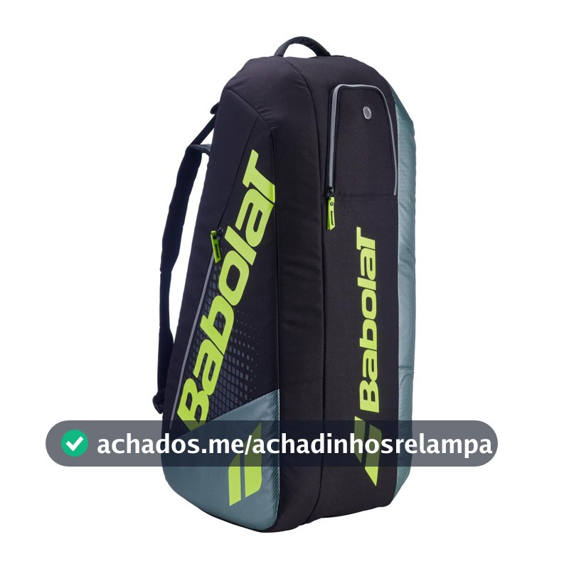 Raqueteira de Tênis Babolat, Pure Aero RH6, Cinza Metálico/Preto/Amarelo Fluo