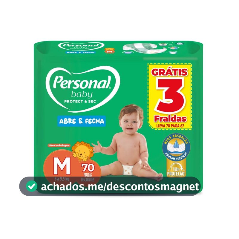 Personal Fralda Protect E Sec M Hiper, 70 Unidades