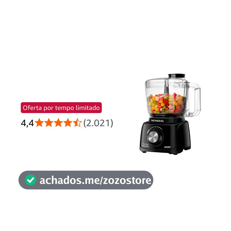 MONDIAL Mini Processador Turbo Pratic, Preto, 300W, 220V - MP-16-B