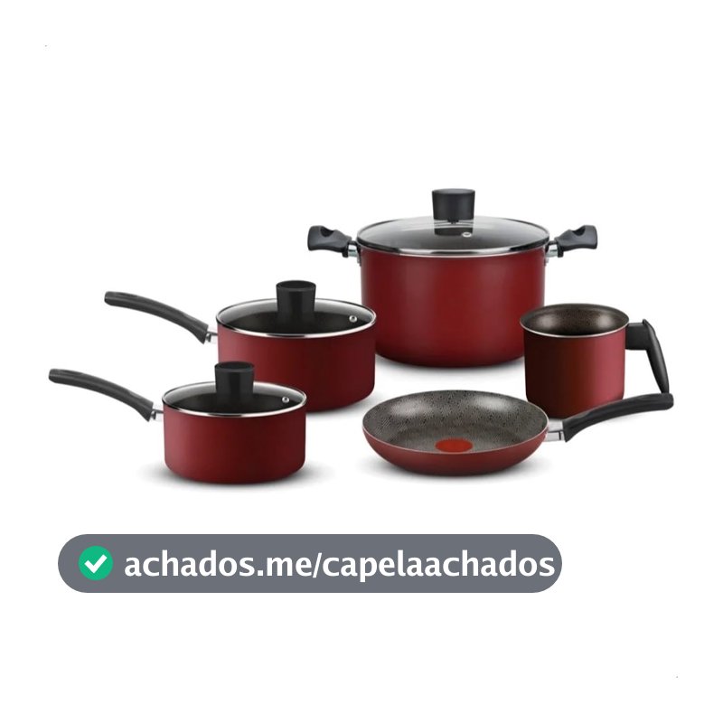 Rochedo Jogo de Panelas Facilita Vermelho 5 Peças Antiaderente Resist com Thermo-Sinal - Alumínio