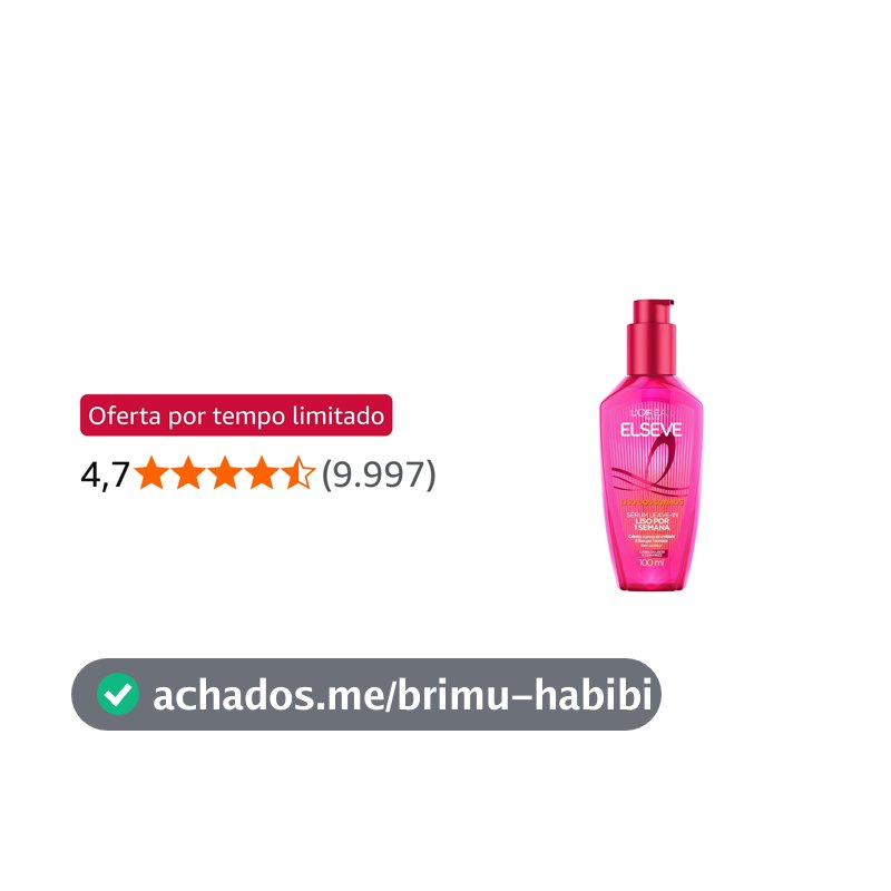 L'Oréal Paris Elseve Sérum Leave-in Liso dos Sonhos com Tecnologia Ativada por Calor, Antifrizz, Protetor Térmico e Barreira Contra Umidade, 100ml