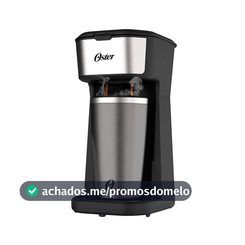 Cafeteira Oster 2Day Inox 2 em 1 com Copo Térmico, 110V, Preto/Inox, 600W, OCAF200