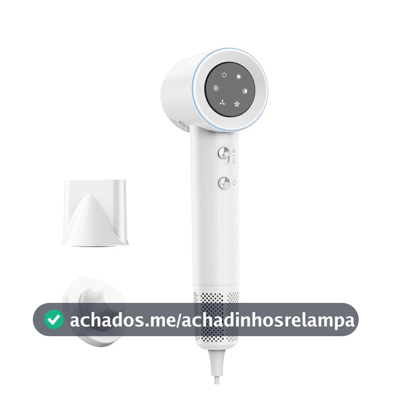 GOKOCO Secador De Cabelo Profissional 110v 127v,120000 RPM High Speed Hair Dryer 1600W com Display Digital LED e Bocal de ar Magnético,GD029 Branco