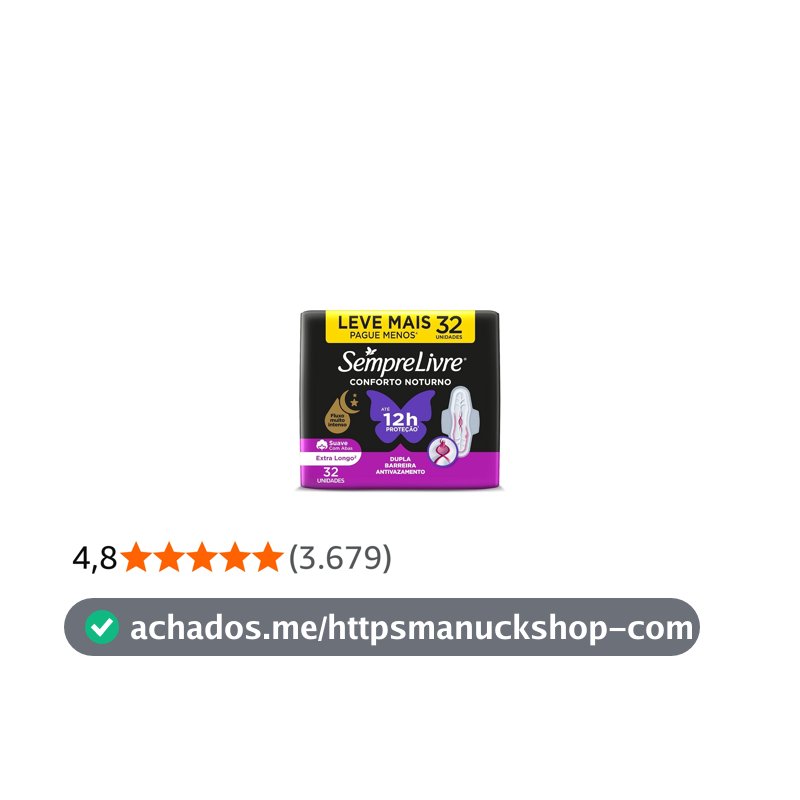 Absorvente Noturno com Abas Sempre Livre, Cobertura Suave, 32 Unidades