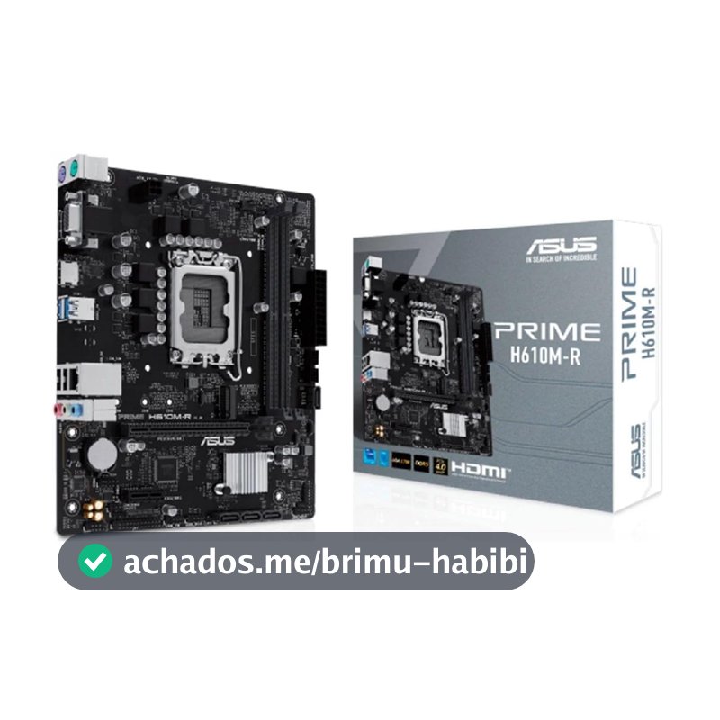 Asus Prime H610M-R Placa Mãe LGA 1700 DDR5 HDMI VGA M.2 USB 3.2