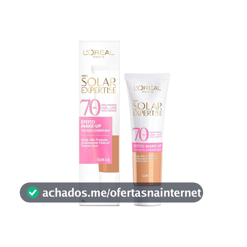 Protetor Solar Facial com Cor FPS 70 Alta Cobertura - L'Oréal Paris Solar Expertise Efeito Make Up - Cor 2.0 30g