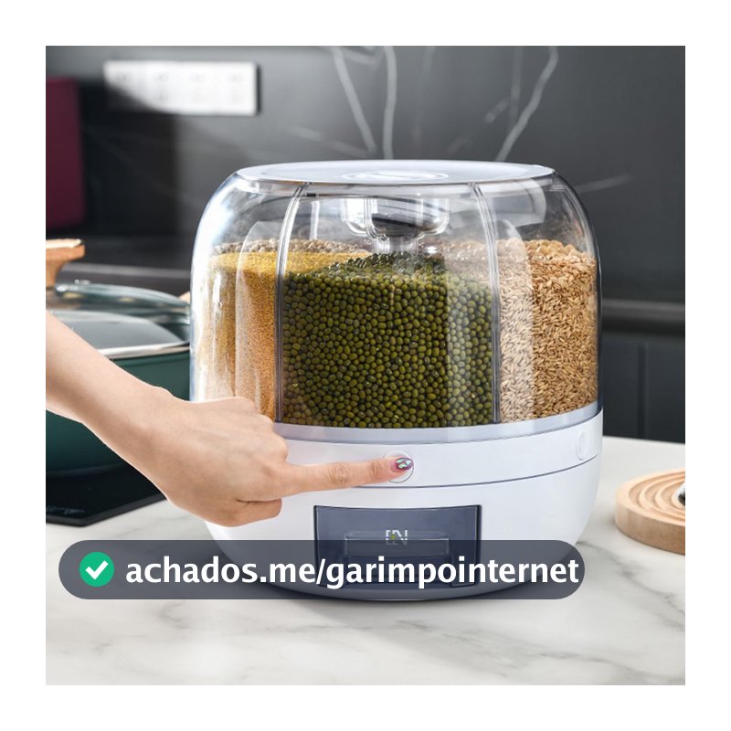 Python Fly - Dispensador de Grãos, 6 Grades, Rotativo, Armazenamento, Cozinha, 23 cm