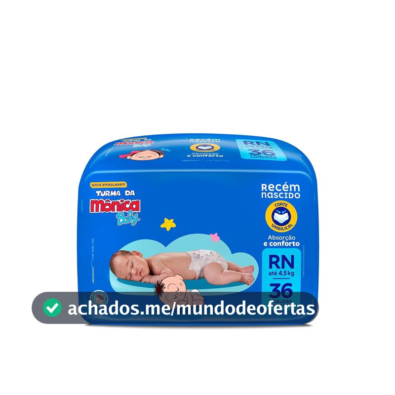 Fralda Turma da Mônica Baby RN, 36 Unidades