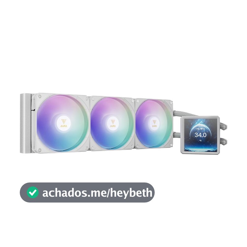 Water Cooler 360mm Gamdias Aura GL360 LCD Branco ARGB Tela IPS 4" AURA GL 360 LCD WH