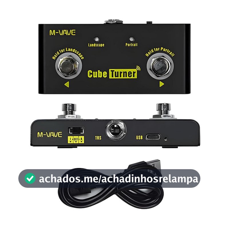 M-VAVE Cube Turner Plus Virador de Páginas Sem Fio, Bateria 48H, BT Página, Software e LOOPER, Profissional para Músicos MIDI, Suporte para Looper Compatível, Android e iOS, Carcaça Metálica